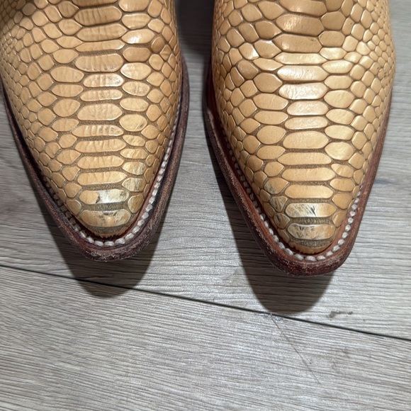 Freebird by Steven Faith Golden Yellow Snakeskin Cowboy Leather Ankle Boots - Picture 5 of 8